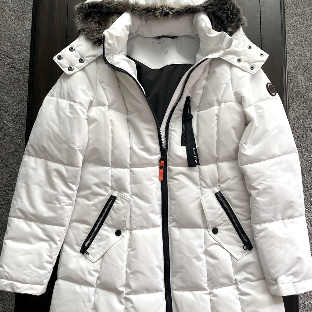 Nautica white winter jacket, size small